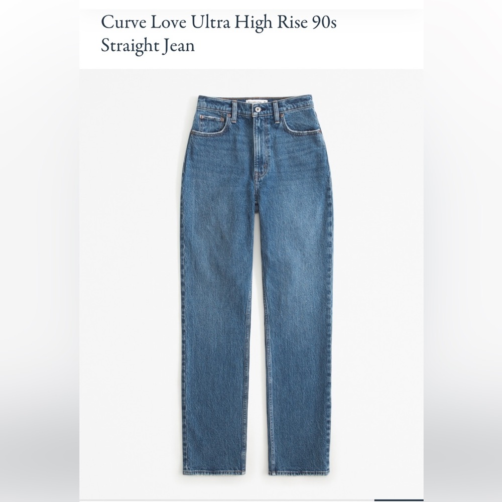 Abercrombie and Fitch Curve Love Ultra High Rise 90s Straight Jean - Blue